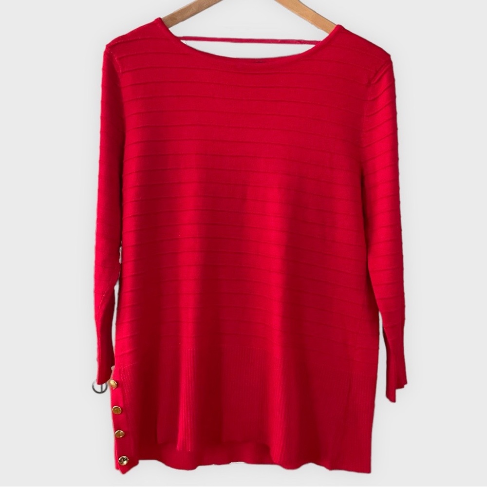 Cable and Gauge Knitted Red Sweater Large